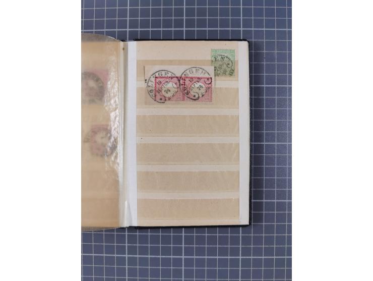 1866/76, kleine alte Partie mit etwa 70 Marken und Briefstücken und 22 Briefen und Ganzsachen, dabei "GRAUDENZ, "HERFORD", "L