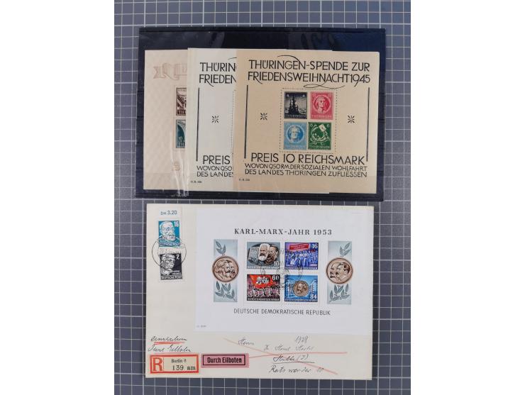1945/55, kleine Partie Blocks, teils auf Brief, dabei u.a. Bl.2 (2)