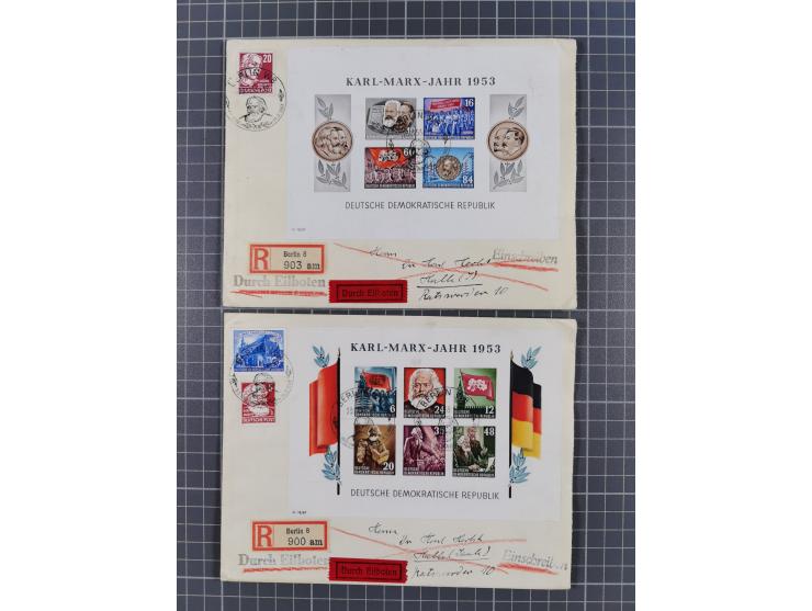 1945/55, kleine Partie Blocks, teils auf Brief, dabei u.a. Bl.2 (2)