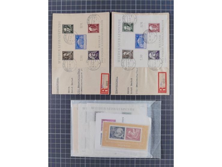 1945/55, kleine Partie Blocks, teils auf Brief, dabei u.a. Bl.2 (2)