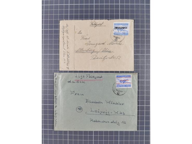 1944/45, 4 frankierte Feld Post-Briefe, dabei Mi. 7A und 12, etwas unterschiedliche Erhaltung.