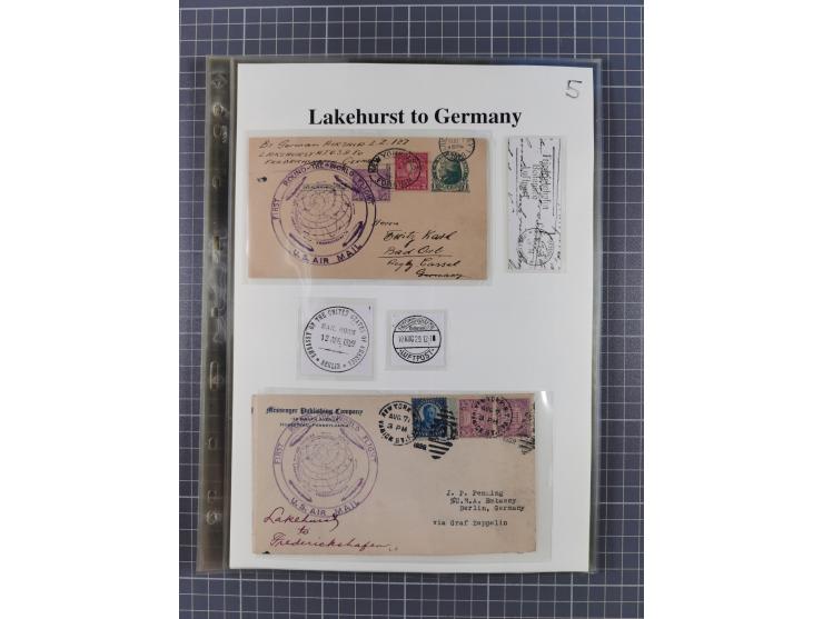 1929, Weltrundfahrt, kleine Sammlung der amerikanischen Post mit 17 Briefen und Ganzsachen, dabei verschiedene Etappen und in