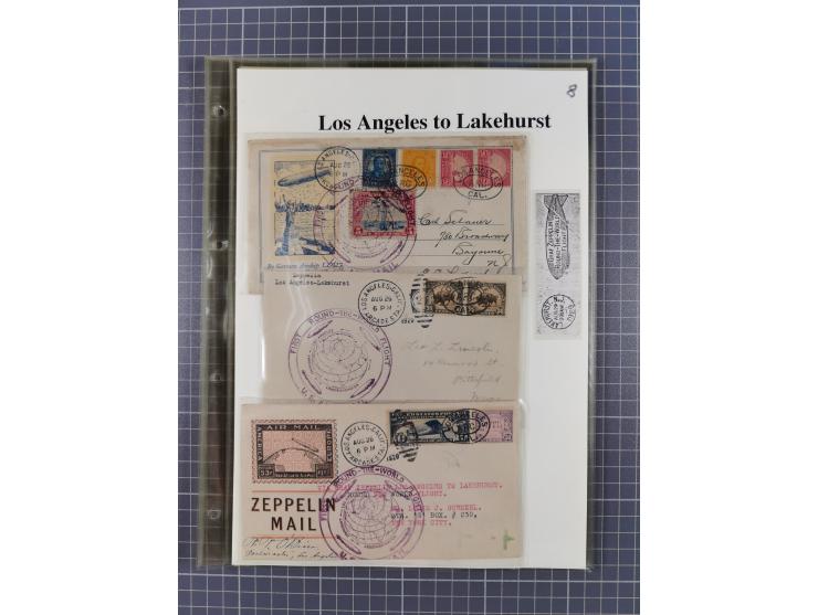 1929, Weltrundfahrt, kleine Sammlung der amerikanischen Post mit 17 Briefen und Ganzsachen, dabei verschiedene Etappen und in