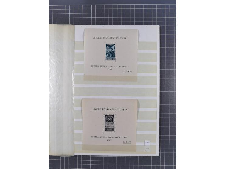 1945/46, three album pages 'Corpo Polacco' with three souvenir sheets (Sass.2-4) mint never hinged, plus some unused and over