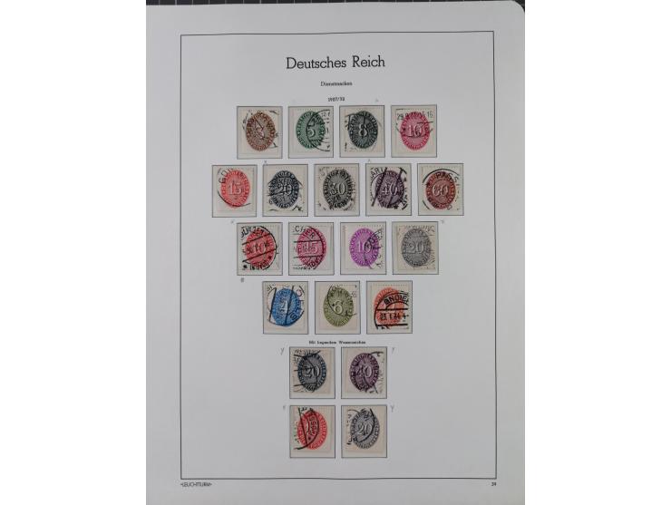 1872/1932, gestempelte Sammlung inkl. Dienstmarken mit vielen besseren und kpl. Ausgaben, Farben, Wasserzeichen-Abarten, Type