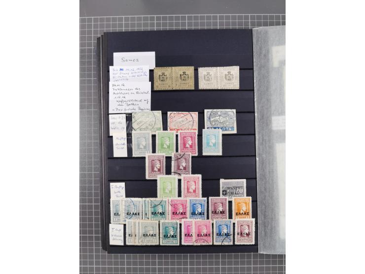 GREEK OCCUPATIONS &amp; LOCALS: 1859/1942 (ca.), mint never hinged/unused and used collection with 24 covers, many duplicates