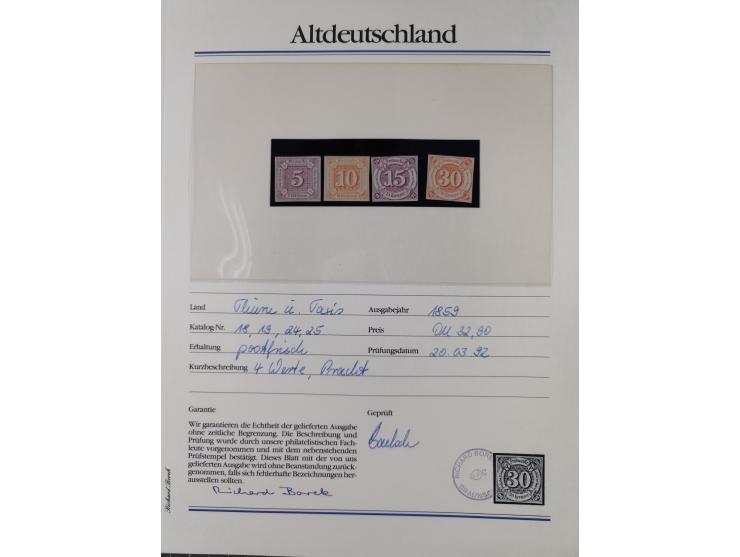 1981/1920, postfrische Sammlung aus Abobezug, dabei einige bessere Ausgaben Bayern, Bergedorf und Thurn und Taxis, gute Erhal