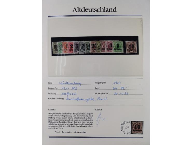 1981/1920, postfrische Sammlung aus Abobezug, dabei einige bessere Ausgaben Bayern, Bergedorf und Thurn und Taxis, gute Erhal
