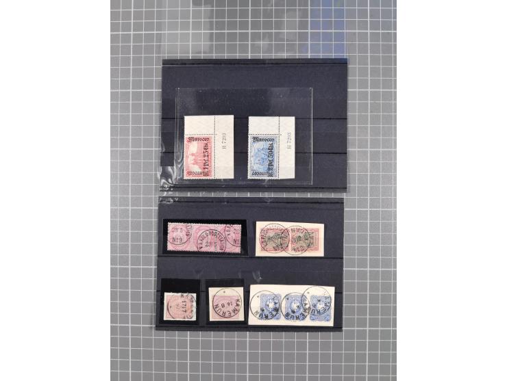 1887/1911, Partie mit besseren Marken ab Vorläufer-Ausgaben, mit DP China Dreierstreifen Mi.-Nr. V37f (FA Jäschke-L. BPP) und