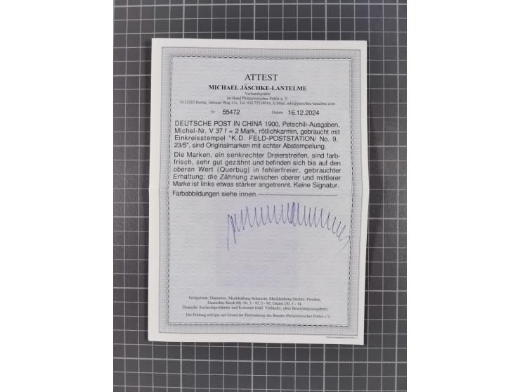 1887/1911, Partie mit besseren Marken ab Vorläufer-Ausgaben, mit DP China Dreierstreifen Mi.-Nr. V37f (FA Jäschke-L. BPP) und