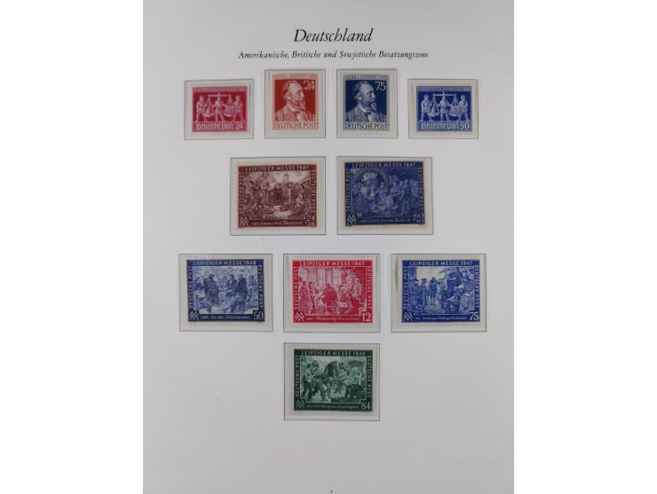 1945/49, postfrische Sammlungen Französische Zone bis auf Baden Mi.-Nr. 53 kpl. inkl. Blocks sowie Bizone in den Hauptnummern