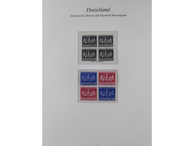 1945/49, postfrische Sammlungen Französische Zone bis auf Baden Mi.-Nr. 53 kpl. inkl. Blocks sowie Bizone in den Hauptnummern