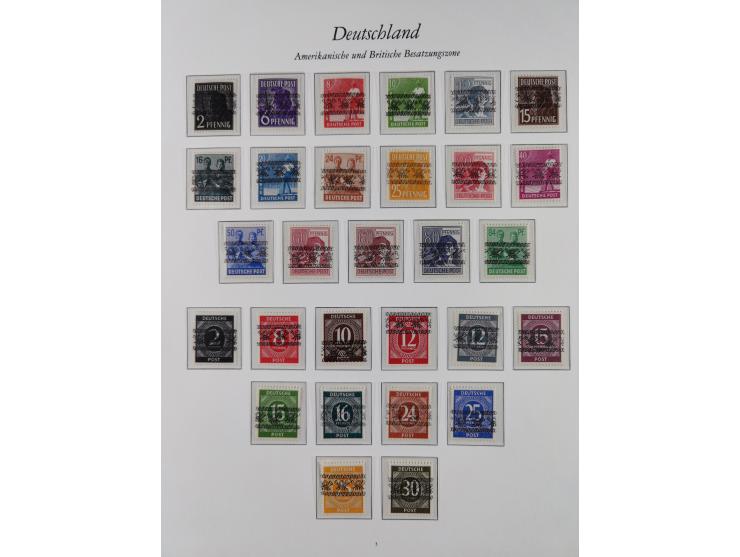 1945/49, postfrische Sammlungen Französische Zone bis auf Baden Mi.-Nr. 53 kpl. inkl. Blocks sowie Bizone in den Hauptnummern