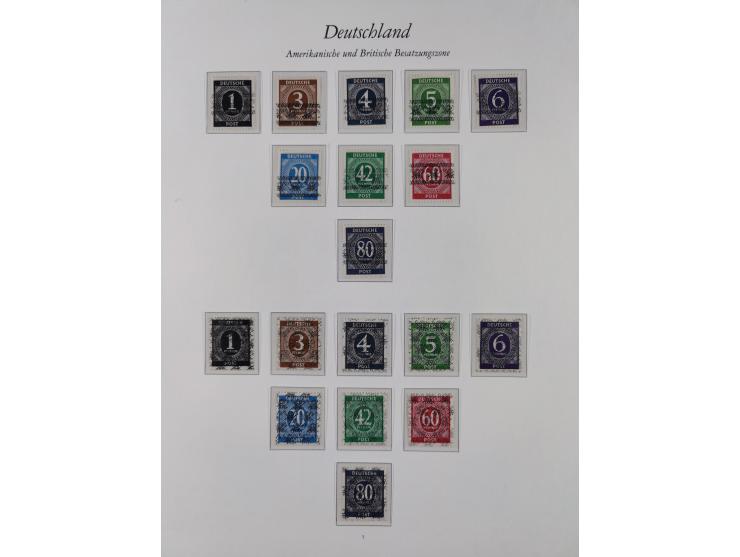 1945/49, postfrische Sammlungen Französische Zone bis auf Baden Mi.-Nr. 53 kpl. inkl. Blocks sowie Bizone in den Hauptnummern