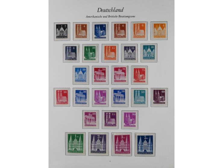 1945/49, postfrische Sammlungen Französische Zone bis auf Baden Mi.-Nr. 53 kpl. inkl. Blocks sowie Bizone in den Hauptnummern