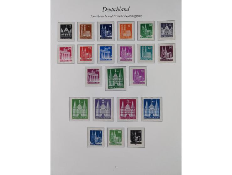 1945/49, postfrische Sammlungen Französische Zone bis auf Baden Mi.-Nr. 53 kpl. inkl. Blocks sowie Bizone in den Hauptnummern