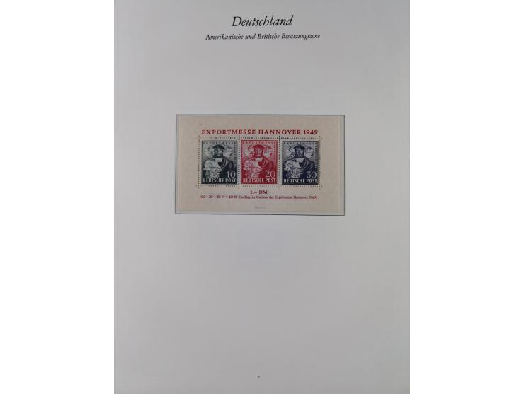 1945/49, postfrische Sammlungen Französische Zone bis auf Baden Mi.-Nr. 53 kpl. inkl. Blocks sowie Bizone in den Hauptnummern