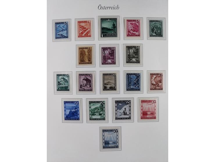 1945/67, in den Hauptnummern komplette bis auf Mi.-Nr. 691 postfrische Sammlung inkl. Mi.-Nr. Va-d sign. Kovar VÖB, 674-92 si