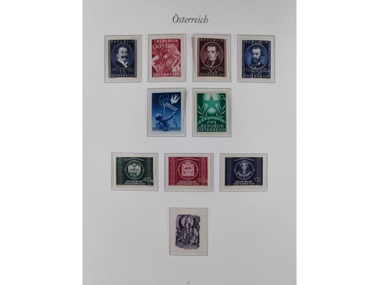 1945/67, in den Hauptnummern komplette bis auf Mi.-Nr. 691 postfrische Sammlung inkl. Mi.-Nr. Va-d sign. Kovar VÖB, 674-92 si