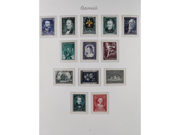 1945/67, in den Hauptnummern komplette bis auf Mi.-Nr. 691 postfrische Sammlung inkl. Mi.-Nr. Va-d sign. Kovar VÖB, 674-92 si
