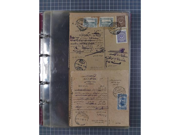 1917/25, 48 parcel cards and money transfers, mainly early republic, including 1917 order from Elvechre with bisect stamp to 