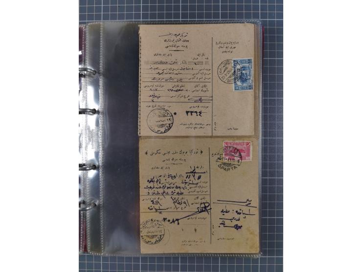 1917/25, 48 parcel cards and money transfers, mainly early republic, including 1917 order from Elvechre with bisect stamp to 