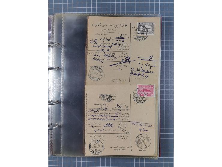 1917/25, 48 parcel cards and money transfers, mainly early republic, including 1917 order from Elvechre with bisect stamp to 