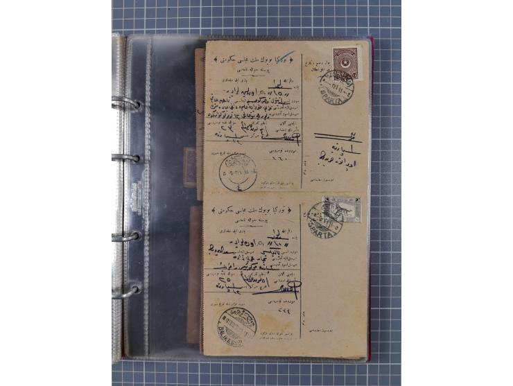 1917/25, 48 parcel cards and money transfers, mainly early republic, including 1917 order from Elvechre with bisect stamp to 