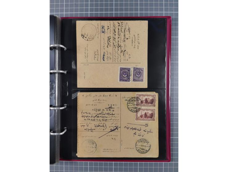 1917/25, 48 parcel cards and money transfers, mainly early republic, including 1917 order from Elvechre with bisect stamp to 