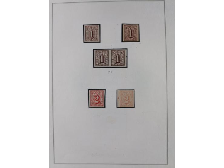 1859/67, die verbleibende ungebrauchte Sammlung, dabei diverse Einheiten bis zum 12er-Block, Randstücke, 15U und 19U in Paare