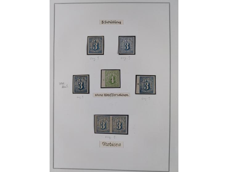 1859/67, die verbleibende ungebrauchte Sammlung, dabei diverse Einheiten bis zum 12er-Block, Randstücke, 15U und 19U in Paare