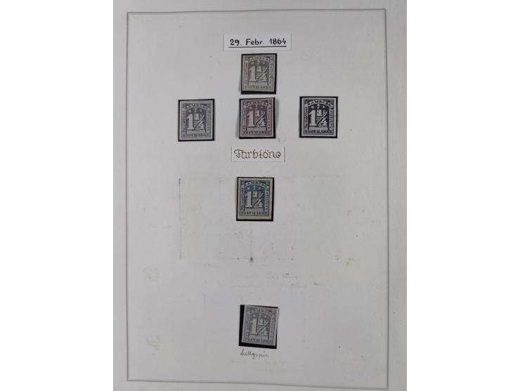 1859/67, die verbleibende ungebrauchte Sammlung, dabei diverse Einheiten bis zum 12er-Block, Randstücke, 15U und 19U in Paare