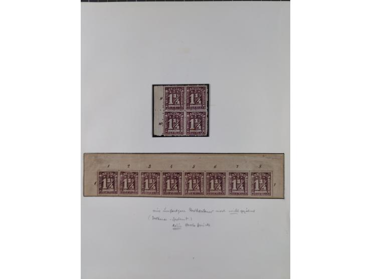 1859/67, die verbleibende ungebrauchte Sammlung, dabei diverse Einheiten bis zum 12er-Block, Randstücke, 15U und 19U in Paare