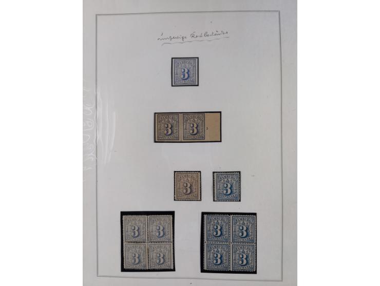 1859/67, die verbleibende ungebrauchte Sammlung, dabei diverse Einheiten bis zum 12er-Block, Randstücke, 15U und 19U in Paare