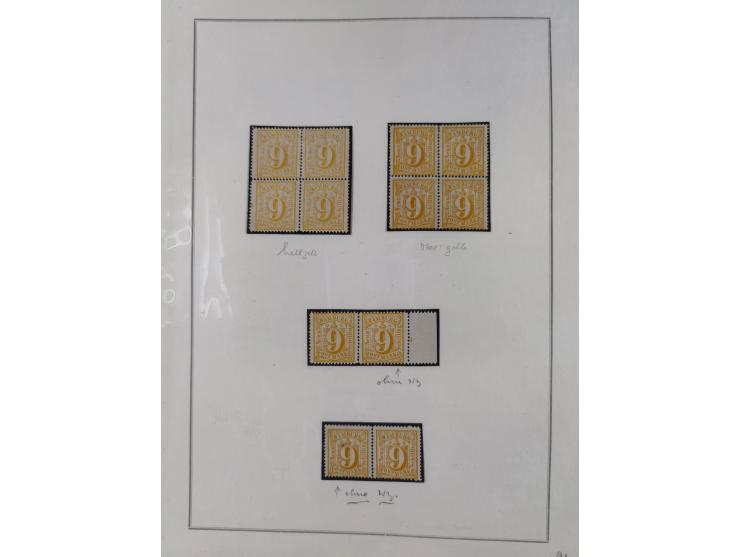 1859/67, die verbleibende ungebrauchte Sammlung, dabei diverse Einheiten bis zum 12er-Block, Randstücke, 15U und 19U in Paare