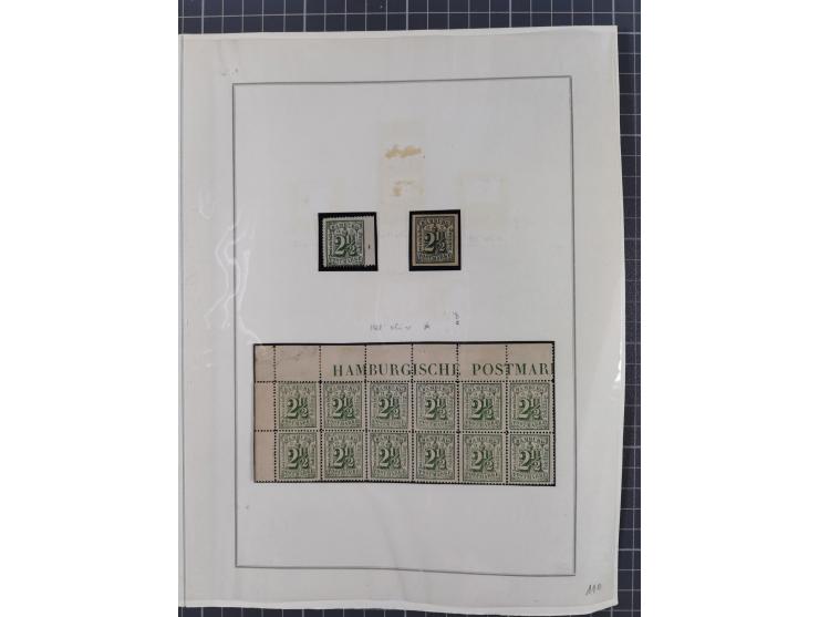 1859/67, die verbleibende ungebrauchte Sammlung, dabei diverse Einheiten bis zum 12er-Block, Randstücke, 15U und 19U in Paare