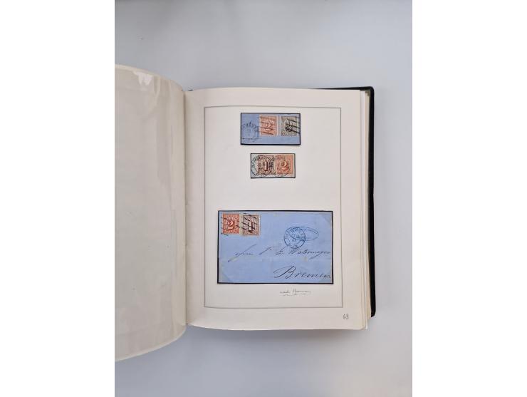 1859/67, die verbleibende gestempelte Sammlung mit lose Marken, Einheiten, Briefstücken und rund 40 frankierten Briefen und G