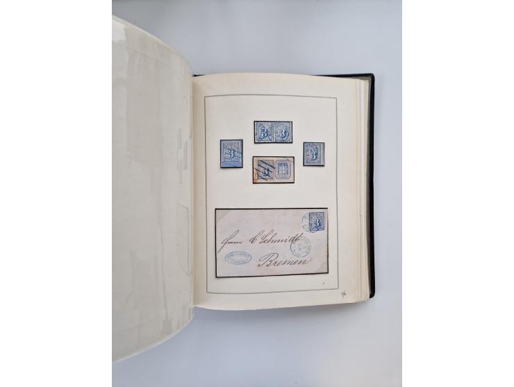 1859/67, die verbleibende gestempelte Sammlung mit lose Marken, Einheiten, Briefstücken und rund 40 frankierten Briefen und G