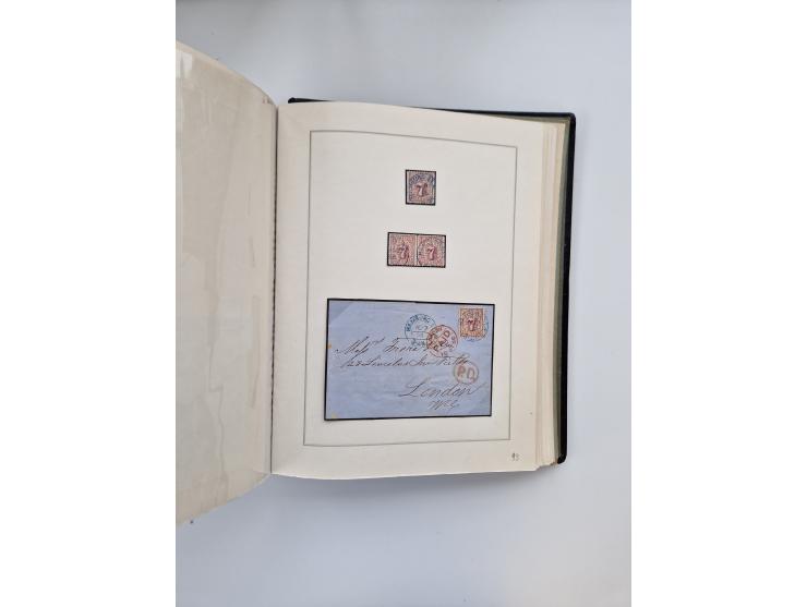1859/67, die verbleibende gestempelte Sammlung mit lose Marken, Einheiten, Briefstücken und rund 40 frankierten Briefen und G