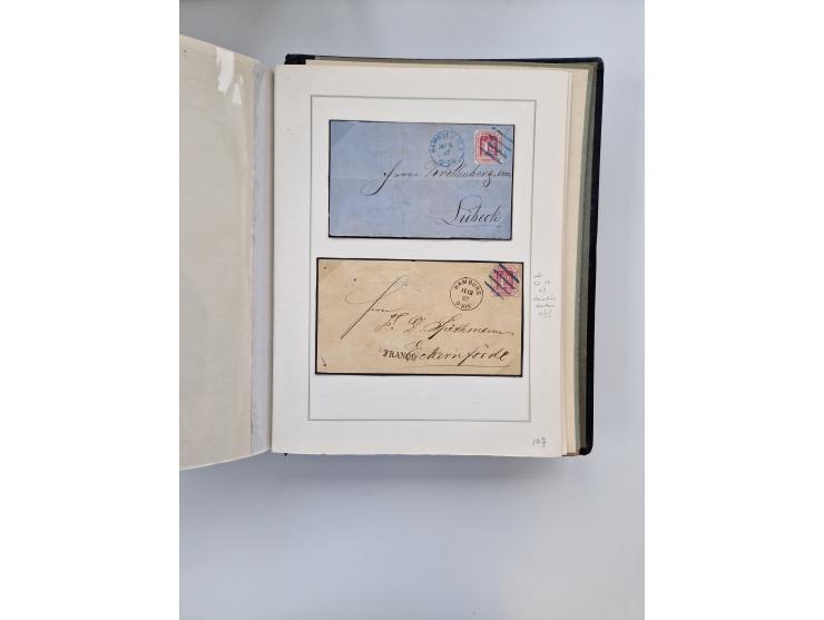 1859/67, die verbleibende gestempelte Sammlung mit lose Marken, Einheiten, Briefstücken und rund 40 frankierten Briefen und G