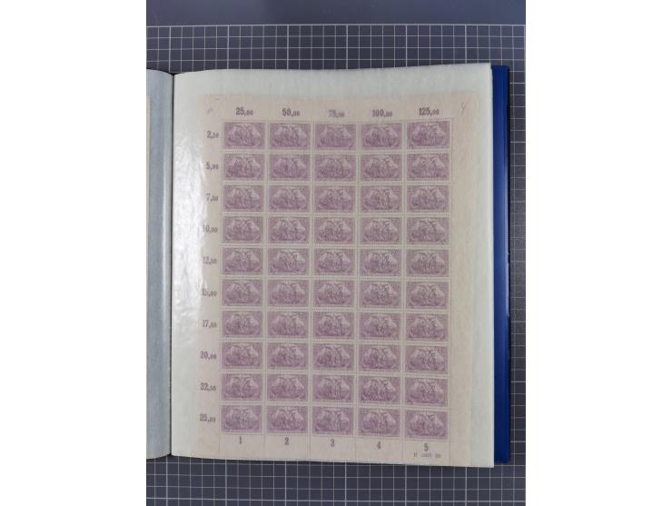 1920, meist postfrischer Bestand mit Mi.-Nr. 115 in 12 verschiedenen Bogen mit HAN “4891.20” mit geschlossener “4”, Plattenfe