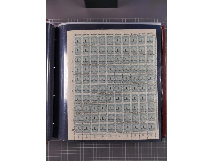 1923, meist postfrische Sammlung mit ca. 200 Bogen ex Mi.-Nr. 313-30, dabei u.a. Mi.-Nr. 330A (4) und 330B (3), gute Erhaltun