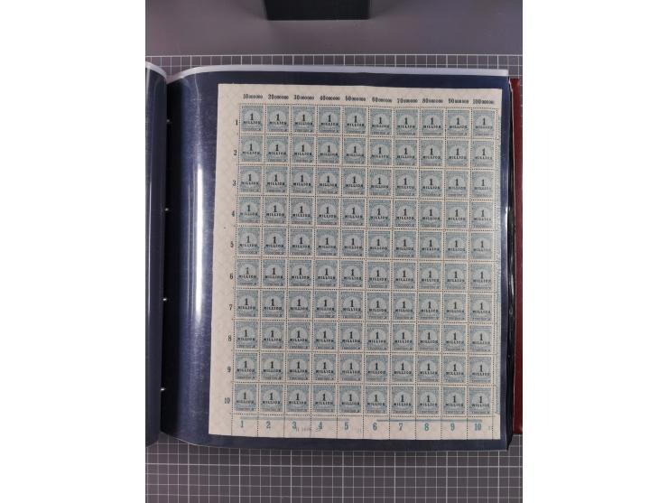 1923, meist postfrische Sammlung mit ca. 200 Bogen ex Mi.-Nr. 313-30, dabei u.a. Mi.-Nr. 330A (4) und 330B (3), gute Erhaltun