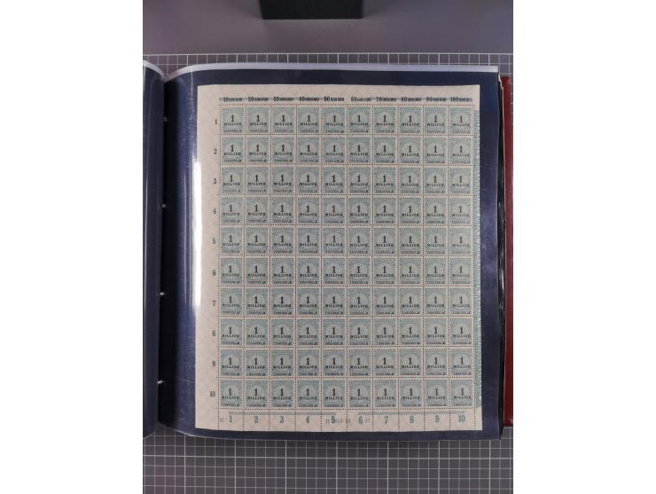 1923, meist postfrische Sammlung mit ca. 200 Bogen ex Mi.-Nr. 313-30, dabei u.a. Mi.-Nr. 330A (4) und 330B (3), gute Erhaltun