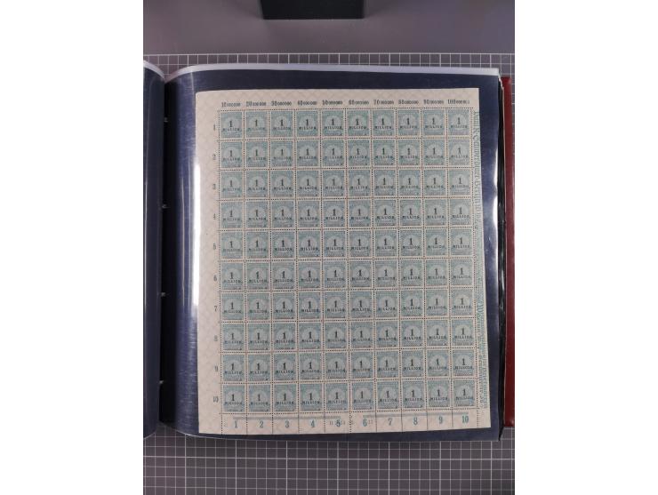 1923, meist postfrische Sammlung mit ca. 200 Bogen ex Mi.-Nr. 313-30, dabei u.a. Mi.-Nr. 330A (4) und 330B (3), gute Erhaltun