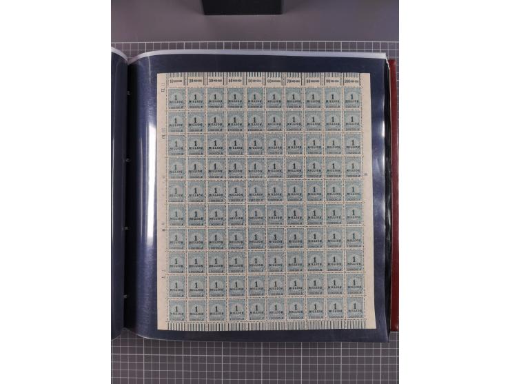 1923, meist postfrische Sammlung mit ca. 200 Bogen ex Mi.-Nr. 313-30, dabei u.a. Mi.-Nr. 330A (4) und 330B (3), gute Erhaltun