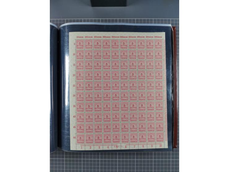 1923, meist postfrische Sammlung mit ca. 200 Bogen ex Mi.-Nr. 313-30, dabei u.a. Mi.-Nr. 330A (4) und 330B (3), gute Erhaltun