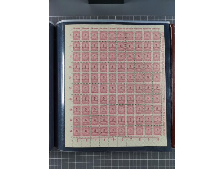 1923, meist postfrische Sammlung mit ca. 200 Bogen ex Mi.-Nr. 313-30, dabei u.a. Mi.-Nr. 330A (4) und 330B (3), gute Erhaltun
