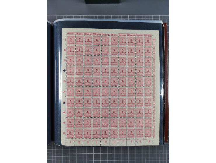 1923, meist postfrische Sammlung mit ca. 200 Bogen ex Mi.-Nr. 313-30, dabei u.a. Mi.-Nr. 330A (4) und 330B (3), gute Erhaltun