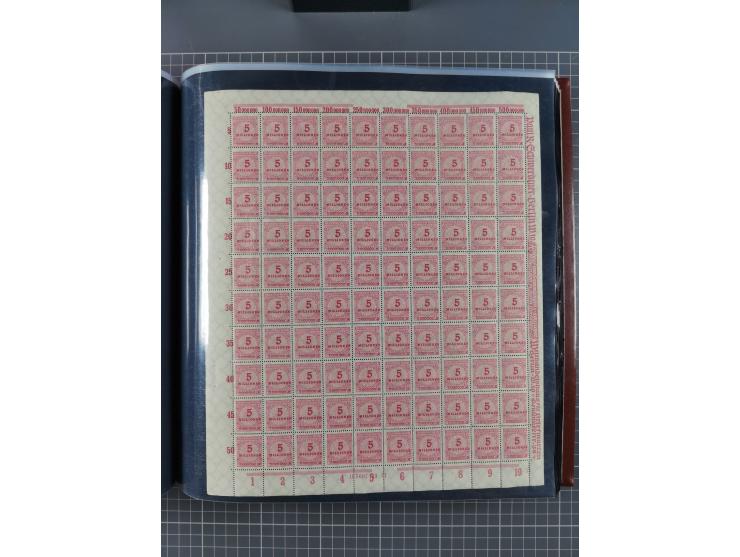 1923, meist postfrische Sammlung mit ca. 200 Bogen ex Mi.-Nr. 313-30, dabei u.a. Mi.-Nr. 330A (4) und 330B (3), gute Erhaltun